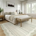 thumbnail image 2 of Wonnitar 8'x10' Scalloped Large Area Rug for Living Room, Washable Striped Bedroom Rug, Beige Wavy Modern Rug for Dining Room, Home Office, Non Slip Soft Low Pile Stain Resistant, 2 of 8