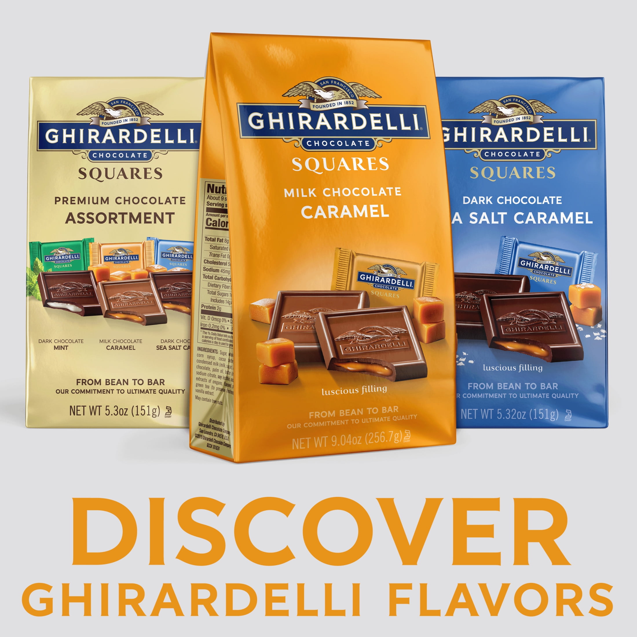 GHIRARDELLI Milk Chocolate Candy SQUARES with Caramel Filling