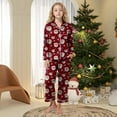 thumbnail image 2 of Gubotare Kids Christmas Pajamas Toddler Kids Little Girls Christmas Satin Silk Pajamas Girl Long Sleeve Button Down Sleepwear Christmas Pjs Set 3T 4T (Red,3-4 Years), 2 of 6