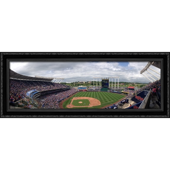 Kauffman Stadium 40x16 Large Black Ornate Wood Framed Canvas Art - Home of the Kansas City Royals