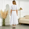 thumbnail image 5 of RFQWOVSR Women's Solid Color Embroidered Short Sleeve Crop Top Maxi Skirt 2 Piece Set French Style Casual Summer Dress Outfit S, 5 of 5