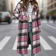 thumbnail image 5 of Sevevn Women Oversized Long Plaid Woolen Shacket Lapel Collar Zip Button Up Long Sleeve Coat Hand Pockets Streetwear Outerwear, 5 of 8