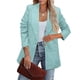 thumbnail image 2 of Chaqueta de traje para mujer, chaqueta de poliéster suave de estilo informal de Color puro de manga larga para trabajo de negocios al aire libre, 2 of 6