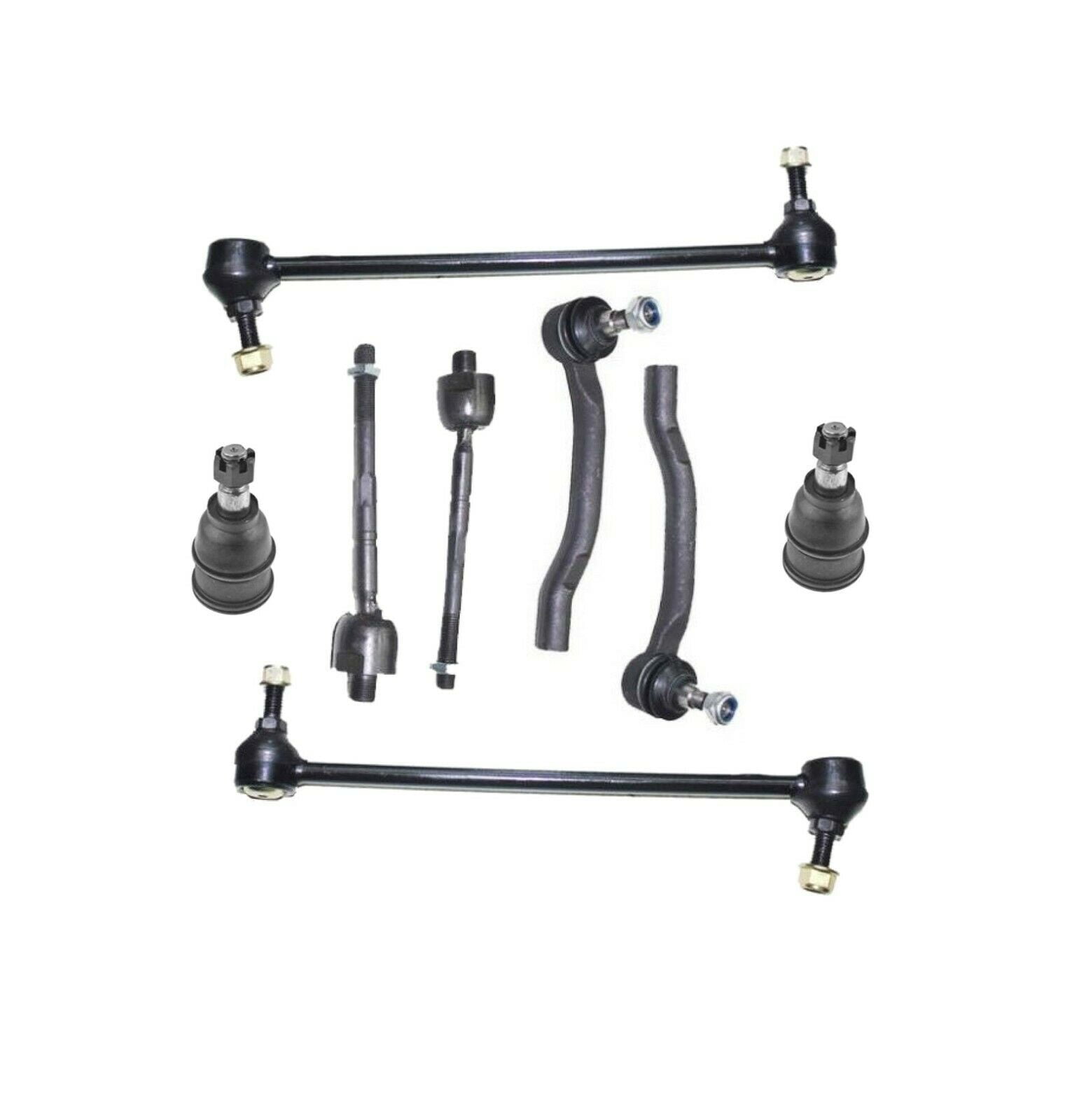 8 Pc Front Suspension Tie Rod Linkages Lower Ball Joints & Sway Bar