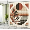 thumbnail image 3 of Ambesonne Monstera Shower Curtain, Abstract Dance of Earthy and Neutral Colors Mid Century Boho Olive Leaves, Cloth Fabric Bathroom Decor Set with Hooks, 69" W x 70" L, Redbrown Dusk Black, 3 of 10