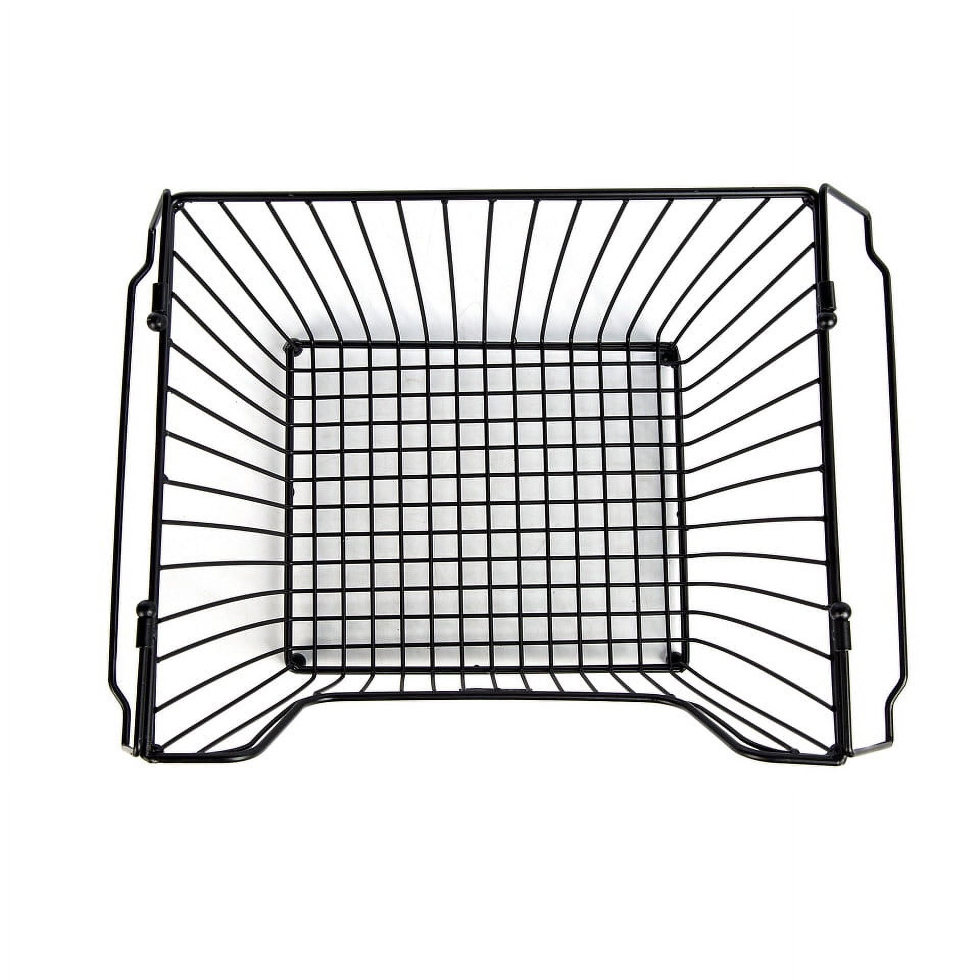 K-Cliffs Stackable Metal Storage Baskets Heavy Duty Quality Bread Wire Baskets Snack Bins for Office Craft Room Kitchen Pantry Office Garage Store Display, 3pcs Pack, Black