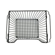 K-Cliffs Stackable Metal Storage Baskets Heavy Duty Quality Bread Wire Baskets Snack Bins for Office Craft Room Kitchen Pantry Office Garage Store Display, 3pcs Pack, Black
