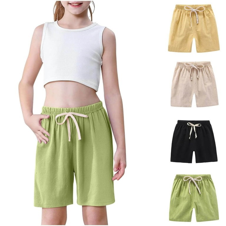 ZACPNCV 4PC Girls Bermuda Shorts Knee Length Summer Casual