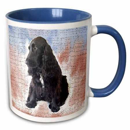 Cocker Spaniel Treat - 3dRose Black Cocker Spaniel - Two Tone Blue Mug, 11-ounce