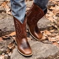 thumbnail image 4 of Men's Western Slip On Work-Casual Boots High Heel Embroidered Mid-Calf Boots Country Boot, 4 of 6