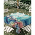thumbnail image 3 of Square Outdoor Tablecloth with Umbrella Hole Ocean Turtle Outside Table Cloth Waterproof Patio Table Cover Coastal Coral Colorful Coral Watercoloor Zipper Tablecloths for Picnic Camping 54x54 Inch, 3 of 8