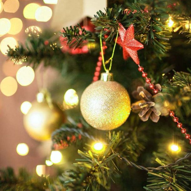 36 bolas de Navidad de plástico para accesorios de fiesta de vacaciones en casa (dorado)