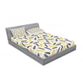 thumbnail image 3 of Yellow Bedding Set with Sheet & Covers, Bird Feathers Patterns with Polka Dots Exotic Style Tribal Design Animal Print, Printed Bedroom Decor 2 Shams, 4 Sizes, Yellow Black, by Ambesonne, 3 of 3