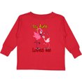thumbnail image 3 of Inktastic My Aunt Loves Me Flamingo Boys or Girls Long Sleeve Toddler T-Shirt, 3 of 5