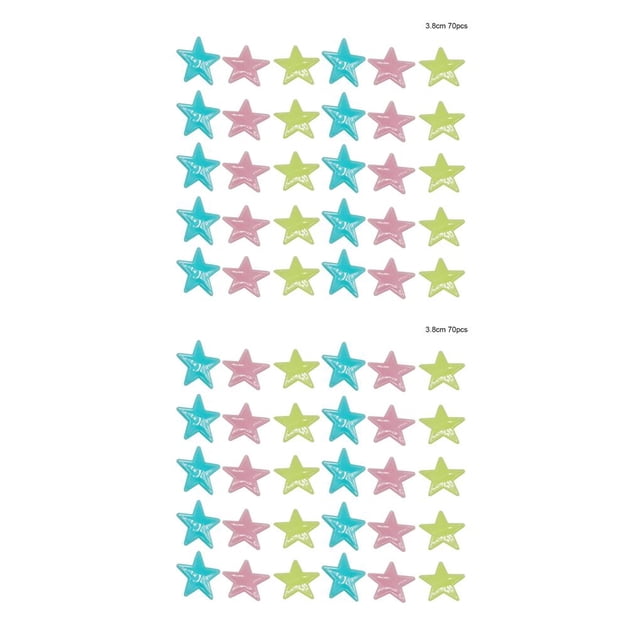 Injueey Pegatinas luminosas Estrella de plástico Pegatinas de pared Parche Calcomanía Decoración para dormitorio de niños, azul claro, 3,8 cm, 70 color 3.8 CM 70 piezas 2piezas Injueey CBP259585