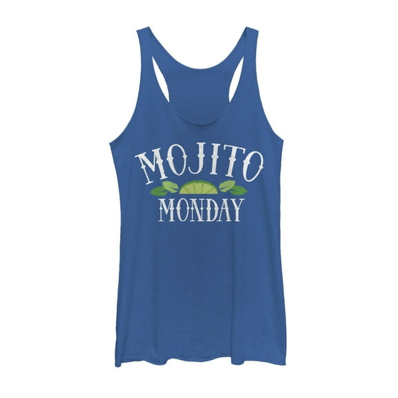 Women's CHIN UP Mojito Monday  Racerback Tank Top Royal Blue Heather Large