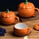 thumbnail image 3 of Taza de cerámica con forma de calabaza naranja para Halloween, tazas de café, artículos para beber para fiestas espeluznantes, decoración Grande, 3 of 9