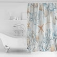 thumbnail image 2 of Coral Starfish Shower Curtain, 66" x 72", Ocean Coastal Summer Nautical Retro Waterproof Bathroom Curtain Washable Shower Curtain Set with 12 Hooks, 2 of 6