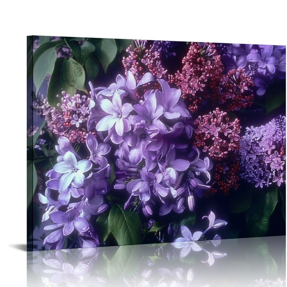 EastSmooth - Lilac Wall Art Decor Blooming Purple Flowers Canvas Pictures Artwork Plant Painting Prints for Home Living Dining Room Kitchen