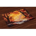 thumbnail image 1 of Ambesonne Autumn Place Mats Set of 4, Forest Trees Leaves, Standard Size, Orange Brown, 1 of 4