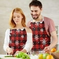 thumbnail image 3 of Red and Black Christmas Snowflake Apron-Garden Aprons for Women with Pockets-Cotton Linen Waterproof Kitchen Cooking Gardening Aprons Adjustable for Kitchen,Cooking,BBQ and Salon 32"x27", 3 of 7