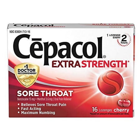 Extra Strength Sore Throat Lozenges, Cherry 16Ct