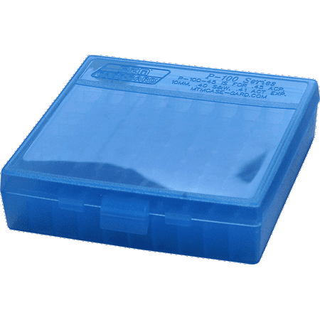 MTM P-100 Flip-Top Pistol Ammo Box 1.22 In. OAL Blue Poly Ammunition Cases and Holders