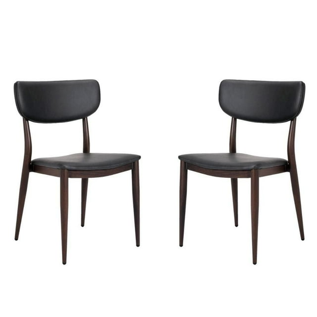 Sammy PU Faux Leather Dining Chair in Grey with Metal Black Frame, Side Dining Chair, Armless Chair Set 2