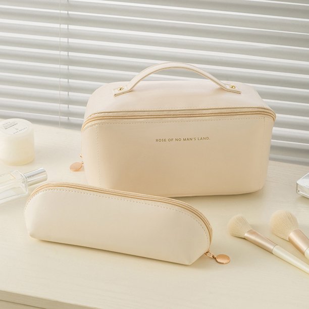 2 bolsas de cosméticos de PU, caja de maquillaje multifuncional para regalos de vacaciones (blanco) Ygjytge Cuidado Belleza