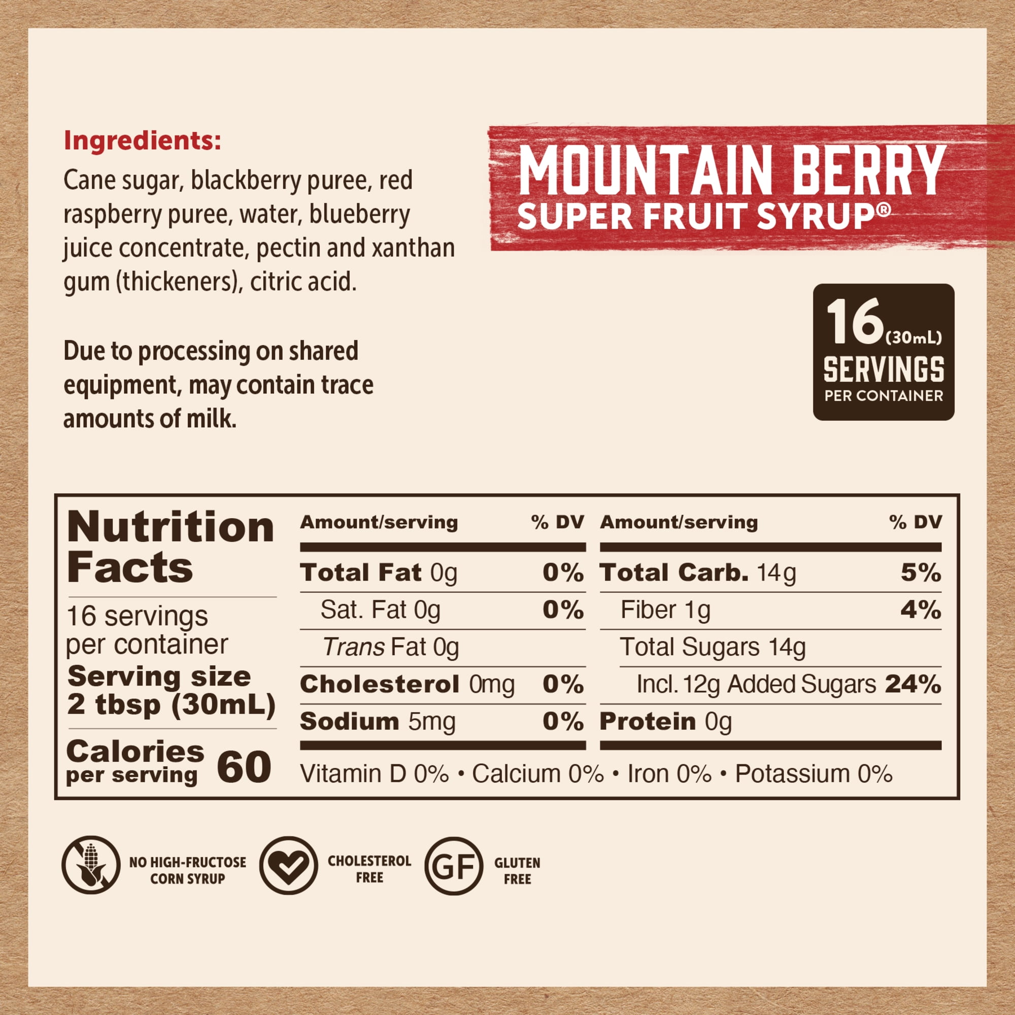 Kodiak Mountain Berry Super Fruit Syrup, 16 fl oz Bottle