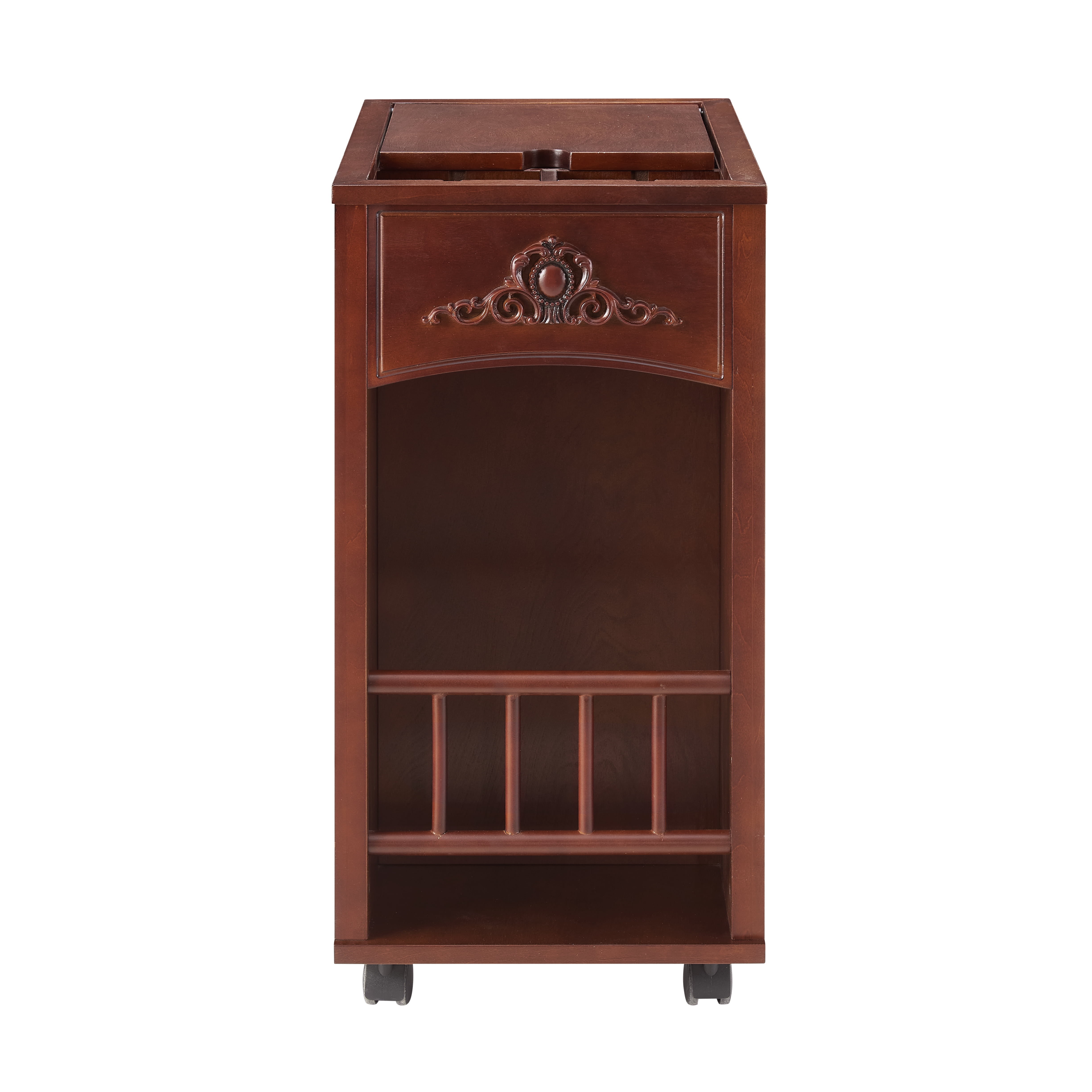Powered Traditional End Table with Charging Station, Narrow Side Table with USB Ports and Outlets, Nightstand with Storage, Bedside Tables with Wheels for Living Room, Bedroom