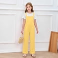 thumbnail image 2 of WAYUTE Girls Overalls Solid Color Wide Straps Basic Jumpsuit with Pockets Comfortable Play Outfit for Toddler Kids Casual Dailywear, 2 of 4