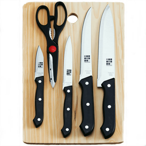 Home Basics 5Piece Knife Set with Cutting Board KS10095