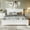 White + Bamboo + Queen, variant on Queen Size Platform Bed with Chic Design Headboard, Modern Queen Bed Frame with Wood Slats Support, Low Profile Design, White