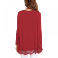 thumbnail image 2 of Women's 3/4 Sleeve Tops Crewneck Lace Trim A Line Tunic Blouse Loose Shirts, 2 of 3