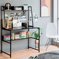 thumbnail image 4 of Computer Desk, 100 x 57.5 cm Heavy Duty Writing Desk with Hutch and Bookshelf, Space Saving Design for Home, Office, Small Spaces, 4 of 5