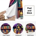 thumbnail image 4 of Peel and Stick Wallpaper Pink Purple Flower Bookshelf Colorful Aesthetic Floral Cute Girl Roses Modern Art Wall Mural Decor Self Adhesive and Removable 69in x 98in, 4 of 8
