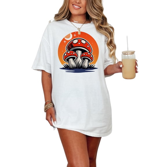 Unique Mushroom T-Shirt, Vintage Mushroom Graphic Tee, Fun Fungi Shirt, Retro Mushroom Art, Forest Mushroom Top, White Comfort Colors T-Shirt, Small