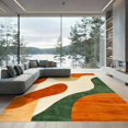 thumbnail image 2 of ODIKA 6'x9' Ultra-Soft Area Rug, Orange Swirl Burnt Abstract Wavy Groovy Blocks Decorative Creamy None Washable, Bare feet friendly, Silk-Touch for Guest Room, Bedroom, 2 of 7