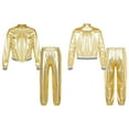 thumbnail image 2 of renvena Boys Girls Jazz Hip Hop Dance Bomber Jacket with Jogger Sweatpants Set 2Pcs Sports Suit Gold 10, 2 of 7