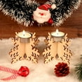 thumbnail image 2 of Christmas Ornament Decorations, Christmas Decorations Christmas Candle Holders Home Decoration Wooden Christmas Small Candle Holders, wooden, 2 of 7