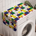 thumbnail image 1 of Geometric Washing Machine Organizer, Colorful Design Squares and Rounds Green Yellow Blue Lavender and Vermilion, Anti-slip Fabric Top Cover for Washer and Dryer, White Multicolor, by Ambesonne, 1 of 1
