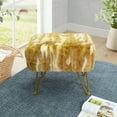 thumbnail image 2 of Home Soft Things Jacquard Faux Fur Ottoman - Amber gold - 19"x12.5"x17", 2 of 8