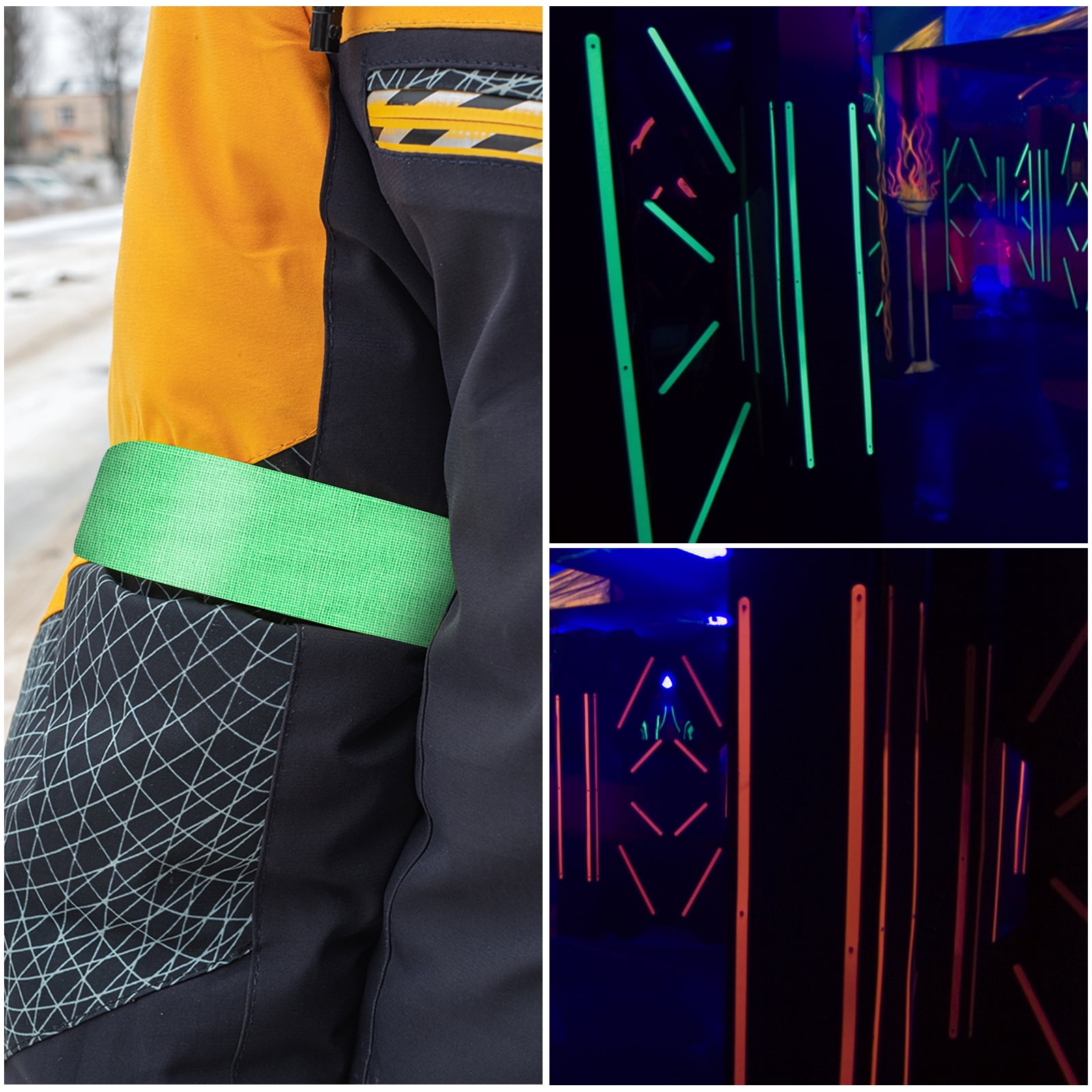 Uxcell 0.6 inch x 60 feet Neon Gaffer Cloth Tape, 6 Roll Fluorescent Adhesive Tape Black Light Glow Tape, Six Colors
