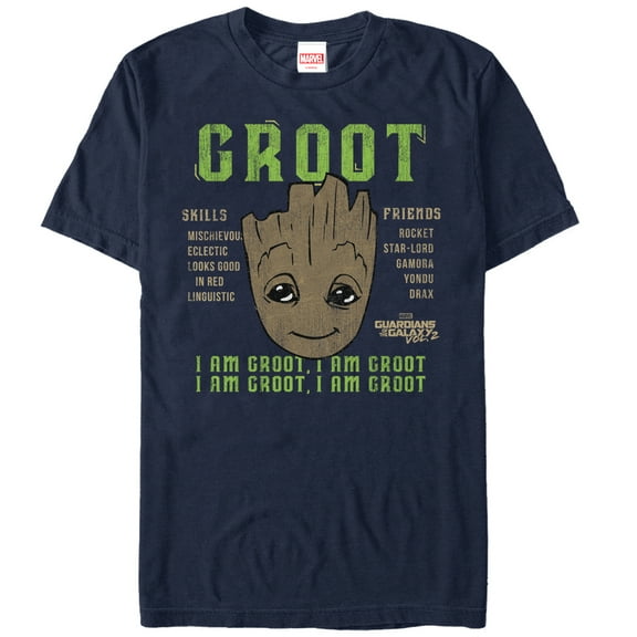 Men's Marvel Guardians of the Galaxy Vol. 2 Groot Skills  Graphic Tee Navy Blue Medium