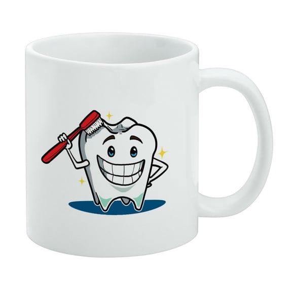 Happy Tooth Toothbrush Dentist White Mug