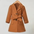thumbnail image 2 of Mercatoo Girls Dress Coat Lapel Wool Blend Long Winter Jackets with Pockets&Belt Kids Mid-Long Notch Buttoned Outwear, 2 of 8