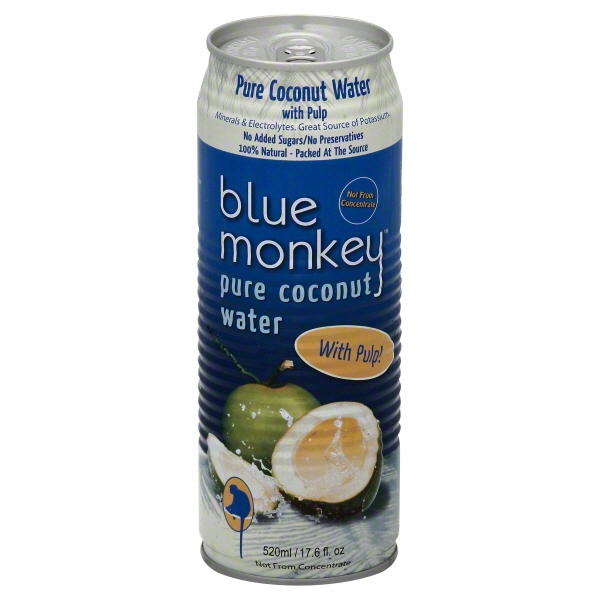 Blue Monkey Pure Coconut Water with Pulp, 17.6 Fl. Oz.
