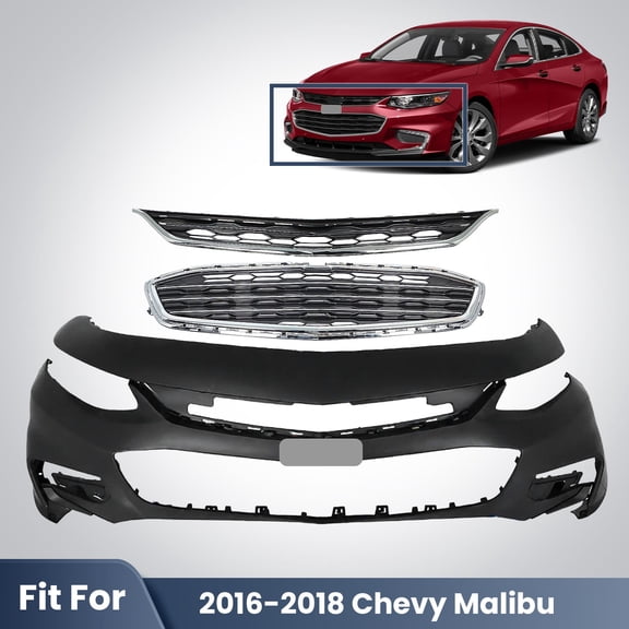 Front Bumper Cover Kit For 2016 2017 2018 Chevrolet Malibu Grille Grill Assembly