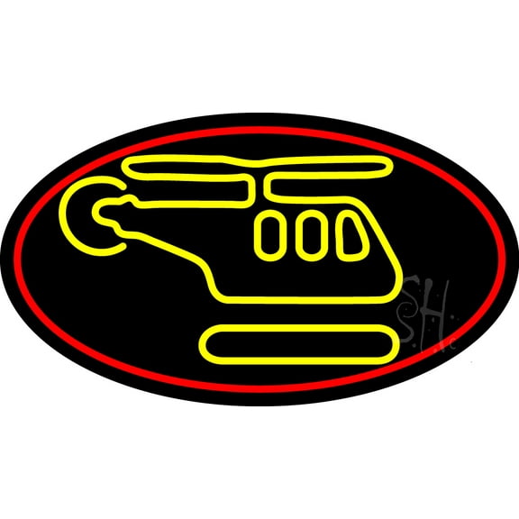 Helicopter Logo LED Neon Sign 13 x 24 - inches, Black Square Cut Acrylic Backing, with Dimmer - Bright and Premium built indoor LED Neon Sign for Defence Force.